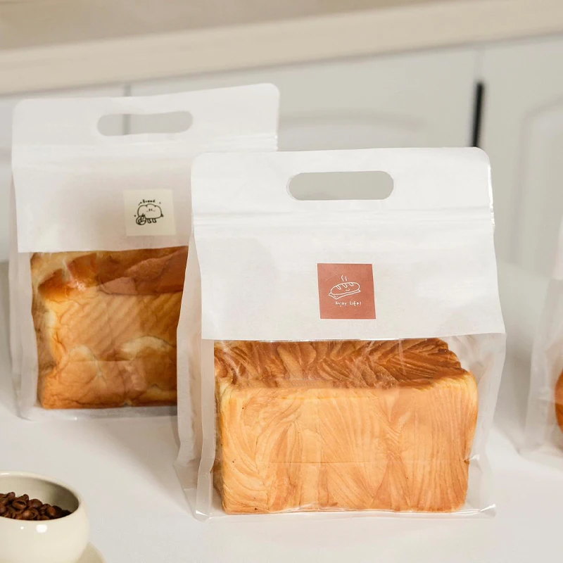 Bakery Self-Sealing Food Bag Handheld Toast Bread Packaging Bag Cookie Baking DIY Kitchen Utensils European  Pouch