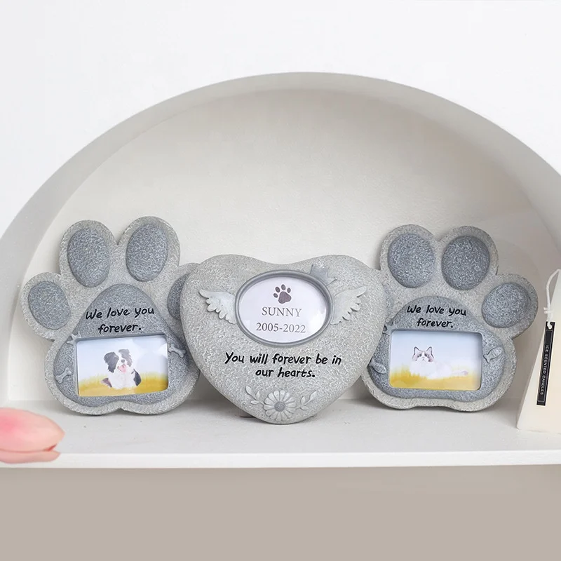 New Design Pet Tombstone Dog Cat Memorial Stone Personalized With Waterproof Photo Pet Grave Marker in Lawn and Garden