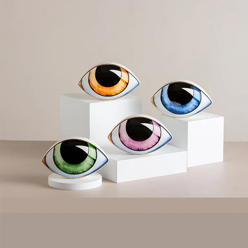 Big Ceramic Devil's Eye Figurine Home Decor Eye Abstract Ornament Sculpture Statue Study Room Decoration Gift Giving
