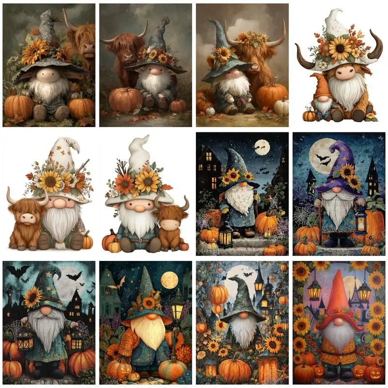 

CHENISTORY Painting By Number Halloween dwarves Drawing On Canvas DIY Pictures By Numbers Kits Art Home Decor