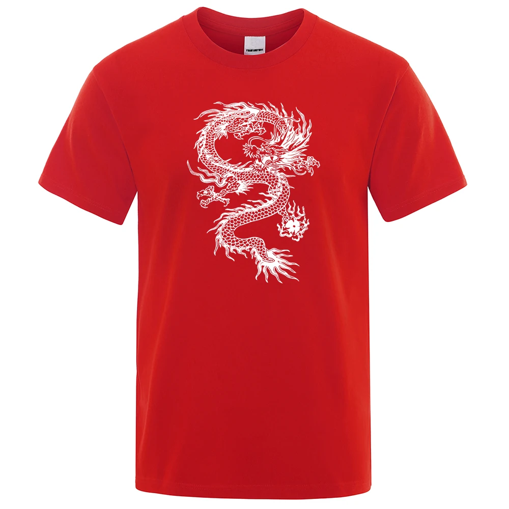 Chinesischen Stil Weiß Drachen Männer T-shirts Mode Atmungs T Shirts Lose Baumwolle T Kleidung Hohe Qualität Marke Männlichen T-Shirt