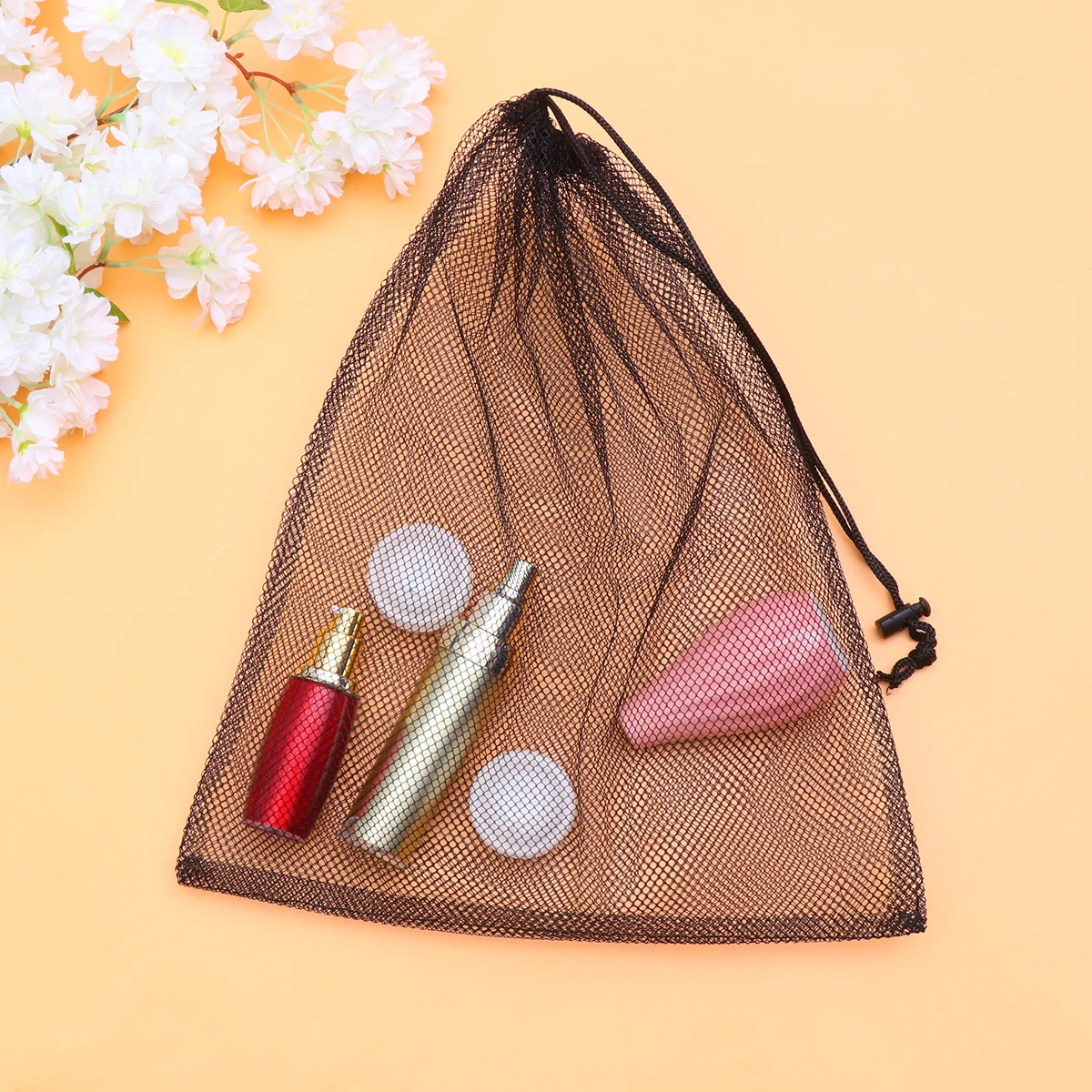 

10 pcs Bath Products Storage Bag Mesh Portable Black Tote Carrier Drain Sand Water Easy Gym Dorm Pool Hotel Camping Travel Beach
