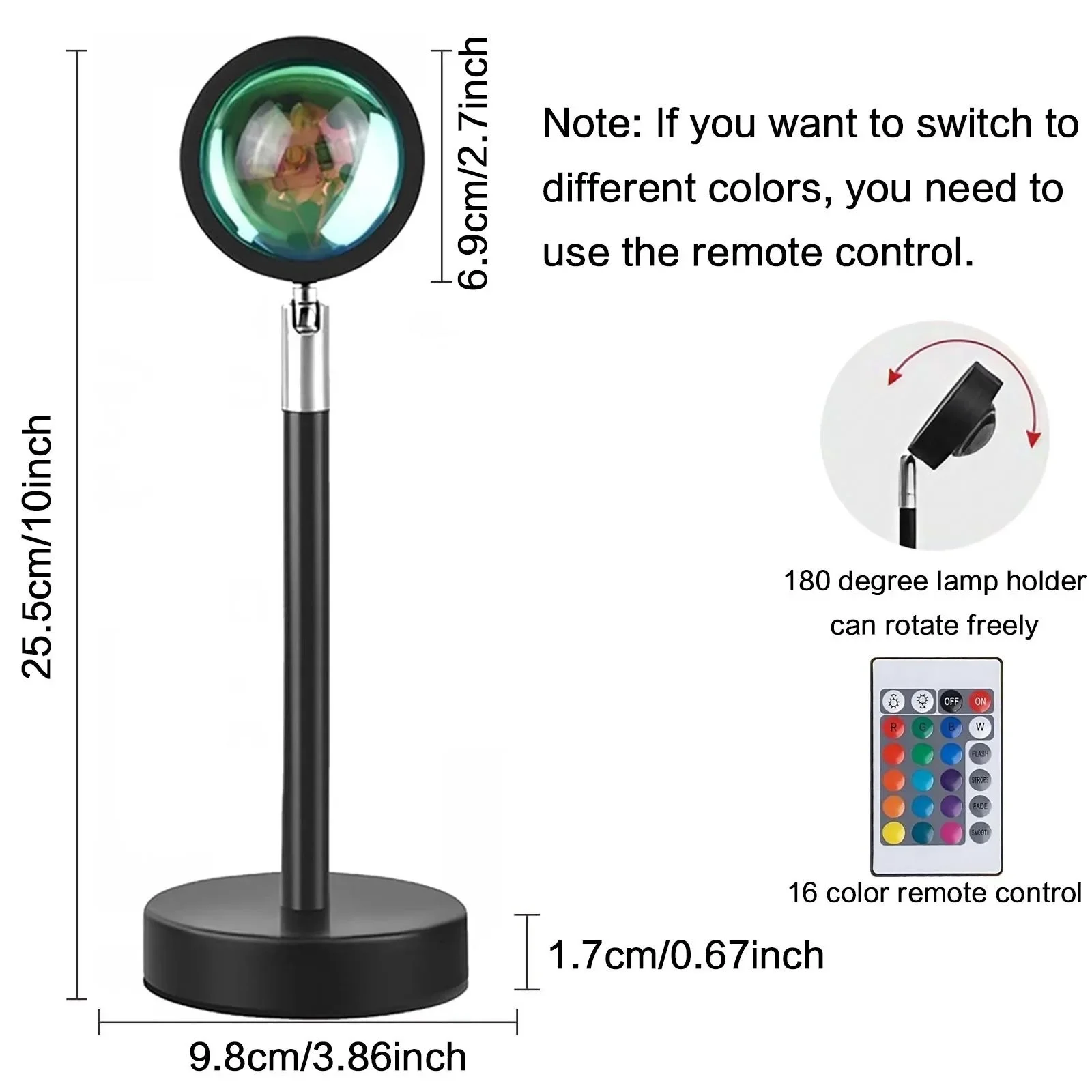 USB Powered Romantic Sunset Projection Lamp Rainbow LED Modern Floor Stand Night Light for Home Decor Bedroom Lighting