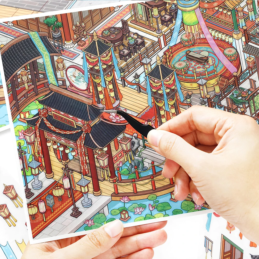 Kawaii Guangming piek 3D Sang Yuan Wa ze landschap sticker DIY Pocket Cabin scène festival cadeau ﻿