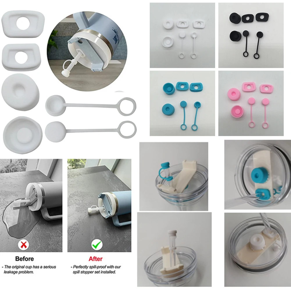 Bouchon anti-renversement en silicone lavable, couvercle de bouchon de paille, bouchon de fuite de bouteille d'eau, couvercle anti-poussière, 1-5 ensemble