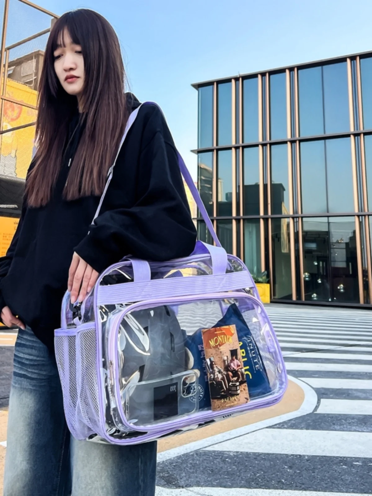 โปร่งใสกันน้ํา PVC ฤดูร้อนว่ายน้ํา Fitn กระเป๋าชายหาดกีฬาไหล่เดี่ยว Jelly Bag กระเป๋าสําหรับชายและ ...