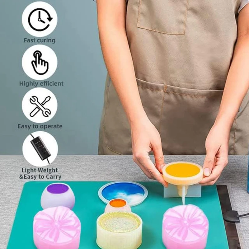 حصيرة علاج الراتنج سريعة مع وسادة حرارية سيليكون ، سخان الايبوكسي ، غطاء الموقت ، قابس الولايات المتحدة #5