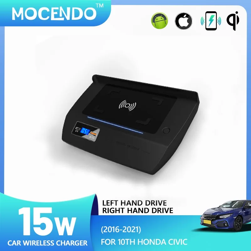 

Car Wireless Charger for Honda Civic 10th 2016-2021 Accessories Mobile Phone Fast Charging Holder 15W Charger Board