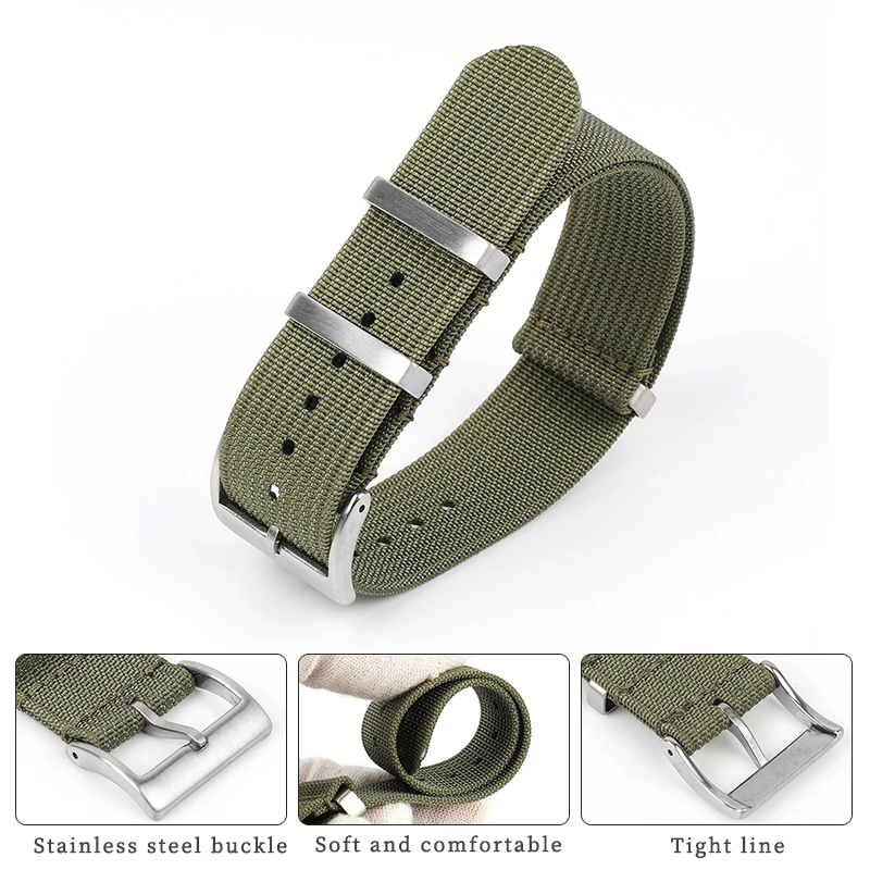 Nylon Watch Strap 20mm 22mm Ribbed Watch Band Replacement Men Wristband Accessories Stainless Steel Buckle for Tudor Watchband