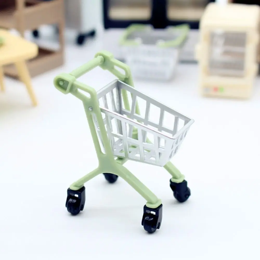 Sundries Storage Model Dollhouse Miniature Shopping Cart DIY Gift Plastic Toy Supermarket Hand Trolley Funny Girl DIY Gift