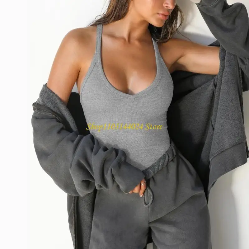 N5KE Stretch Women's Camisole Crop Tops V Neck Sleeveless For Casual Summer Wear