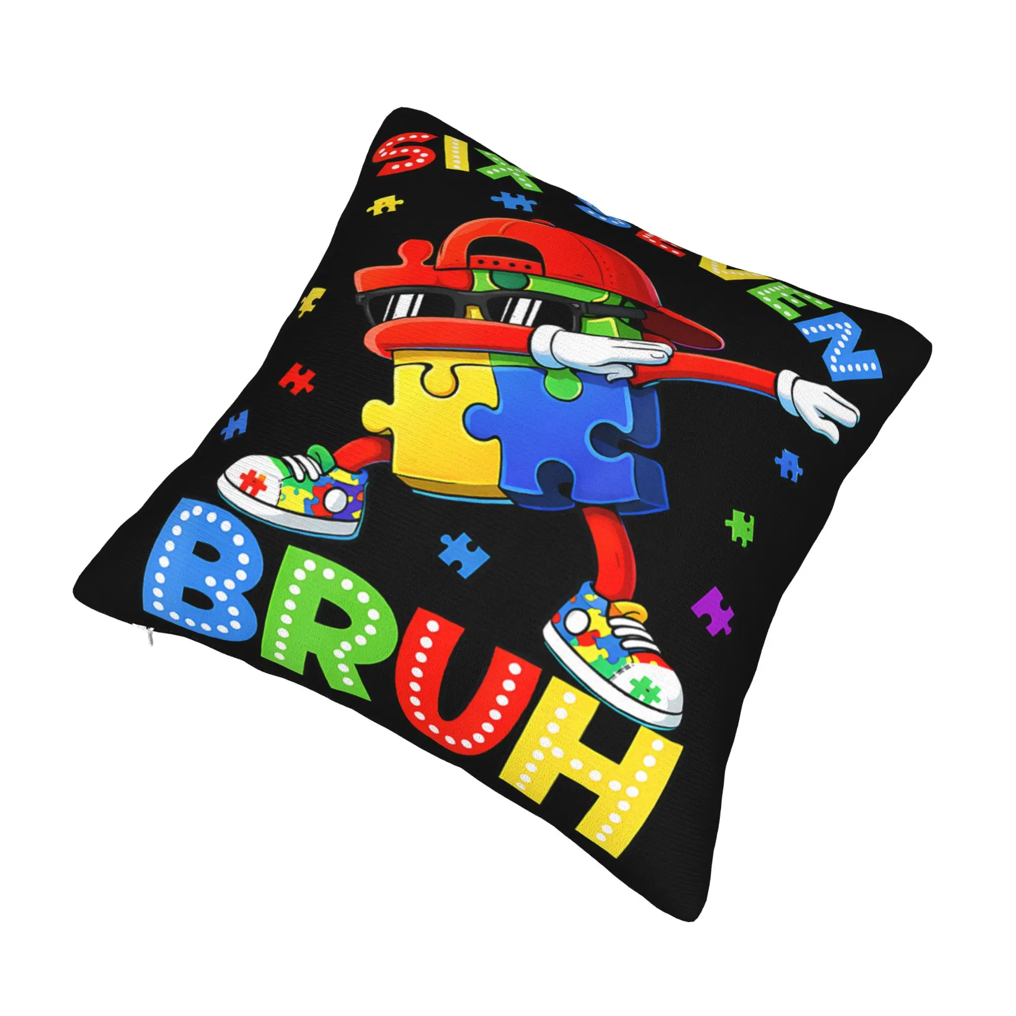 Decorative Pillowcase Dabbing Puzzle Autism Awareness Stuff Sofa  Throw Pillow Case Cover Square Multi-Size