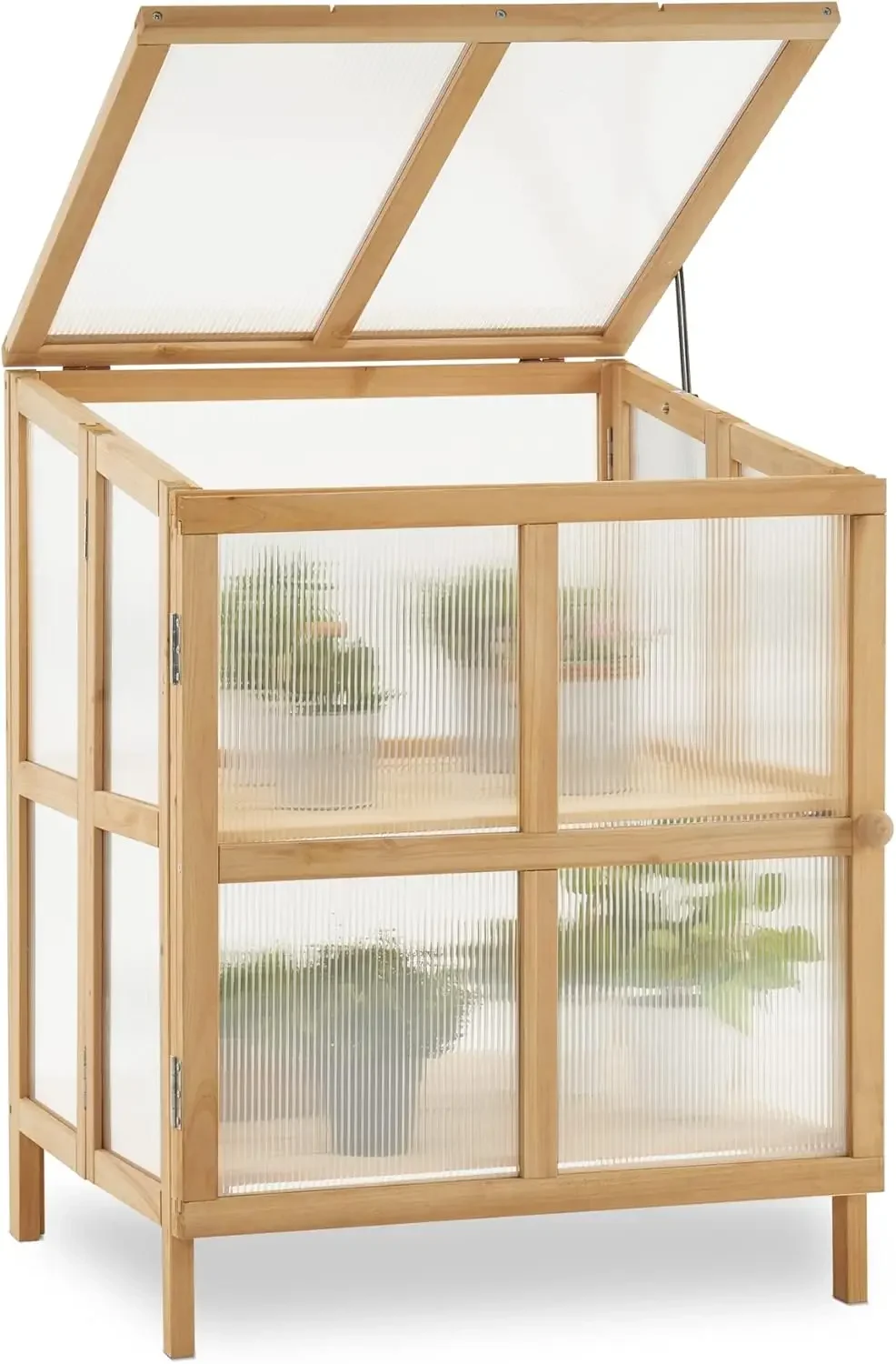 2 Tier Foldable Cold Frame Greenhouse Portable Wooden Greenhouse Garden Cold Frame Raised Planter Box with Shelves