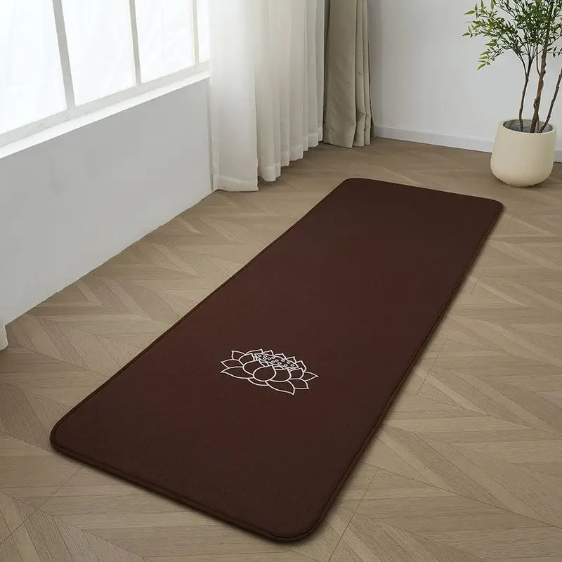 Brown Non-slip Lotus Pattern Yoga Mat Thickened Exercise for Home Gym Fitness Meditation Adults