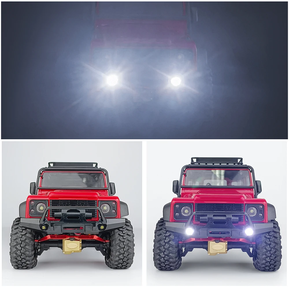 YEAHRUN CNC Aluminum Front Rear Bumper with LED Lights for 1/18 RC Crawler TRX4M Defender Upgrade Parts