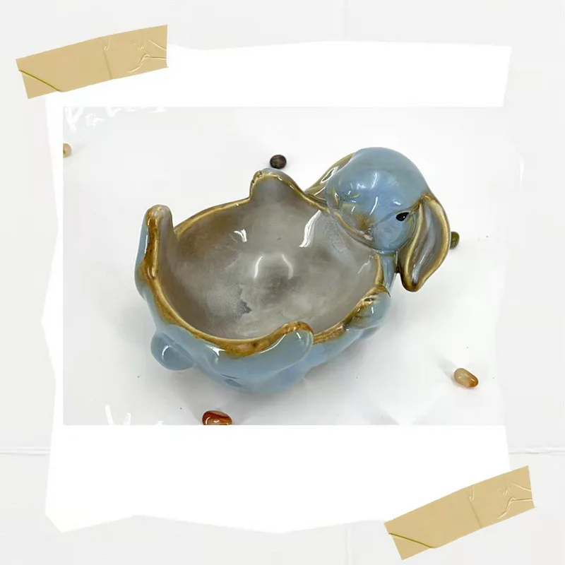 3D Lop Rabbit Ceramic Catchall Tray, Key Jewelry Phone Storage Dish Entryway Coffee Table Decor