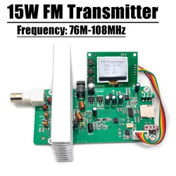 15W FM Transmitter Stereo Audio FM Broadcast 76m-108MHz Frequency Digital LCD Display Radio Station Receiver HAM Amplifier Car