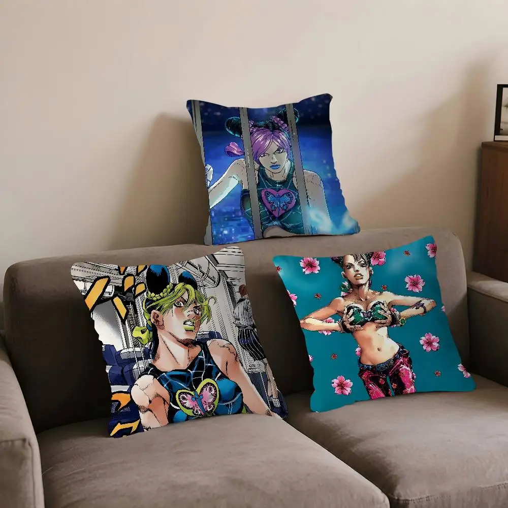 

Jolyne Cujoh Pillow Covers Cartoon Sofa Decorative Home Double-sided Printing Short Plush Cute Cushion Cover