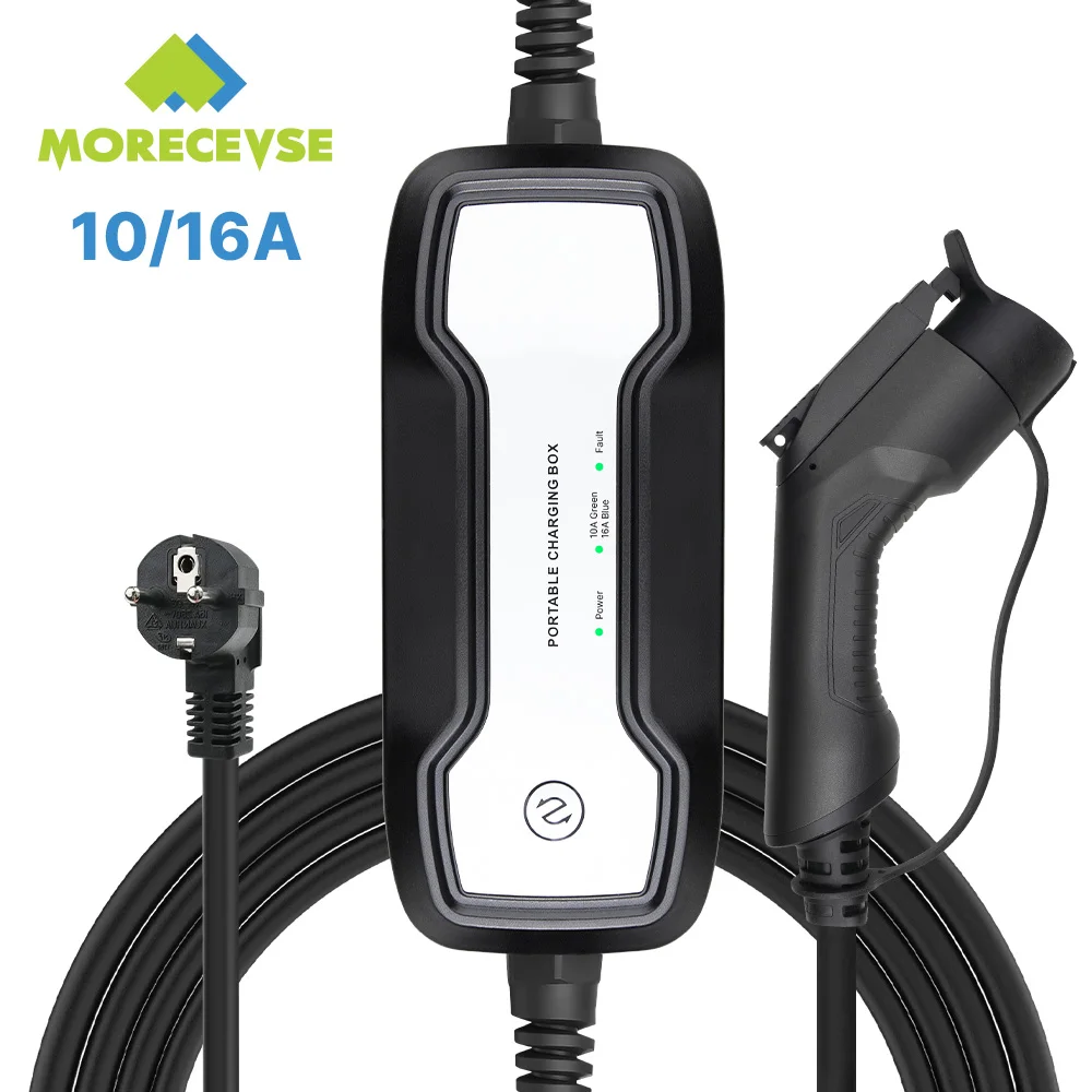 Morec 3.6KW Portable EV Charger Type1 10/16A Switchable Schuko Plug Car Charger for EV Fast Charging