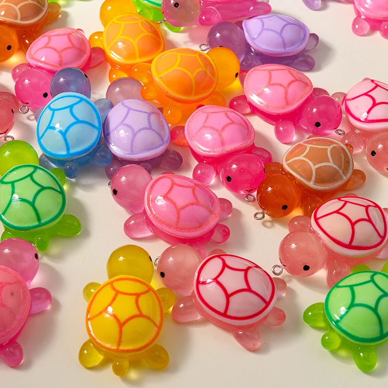 Leslie 5pcs Big Resin Tortoise Cute Cartoon Turtle Charms Ocean Animal Keychain Necklace Pendant DIY Jewelry Accessories