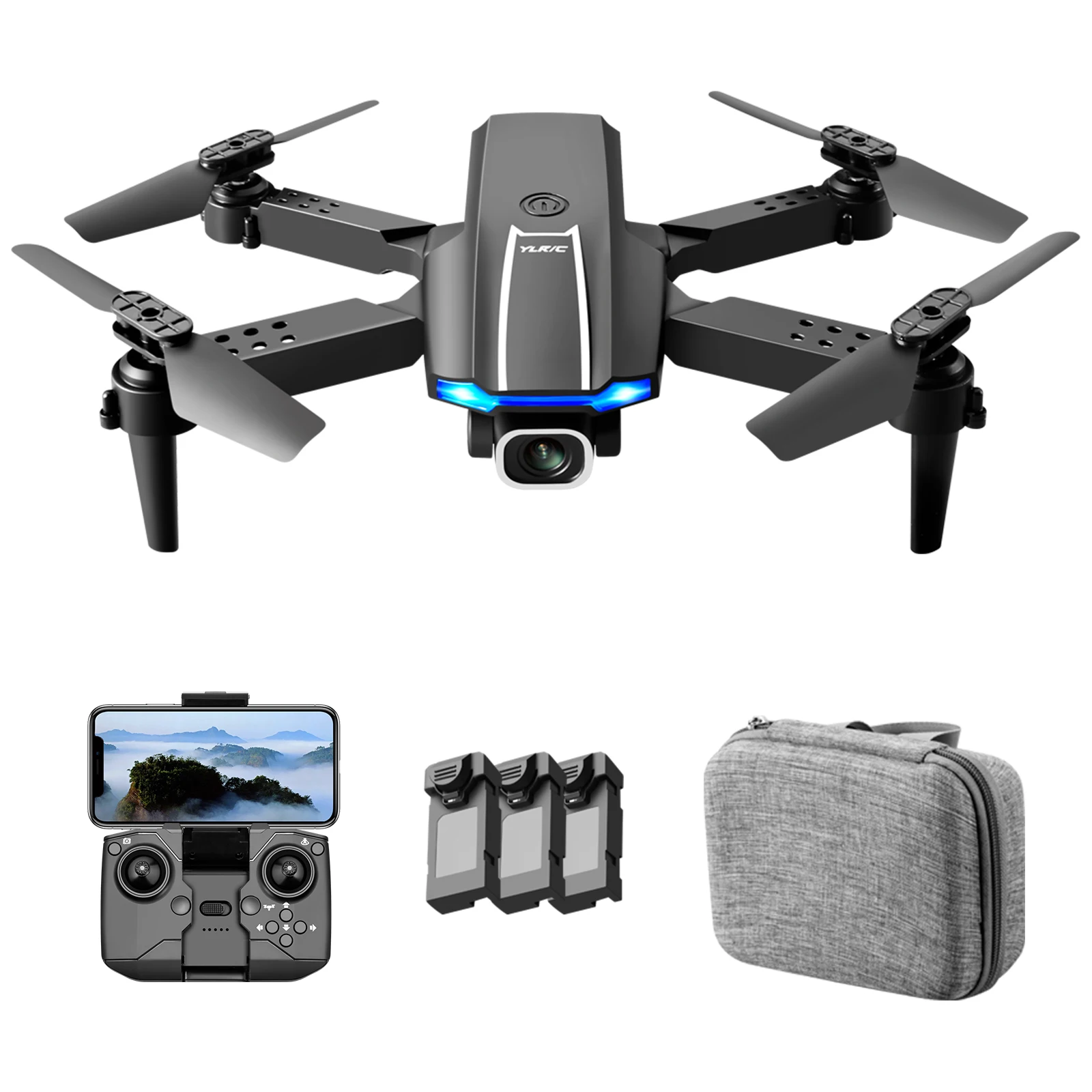 YLR/C S65 RC Drone with Camera 4K Camera RC Quadcopter with Function Trajectory Flight Gesture Control Storage Bag Package