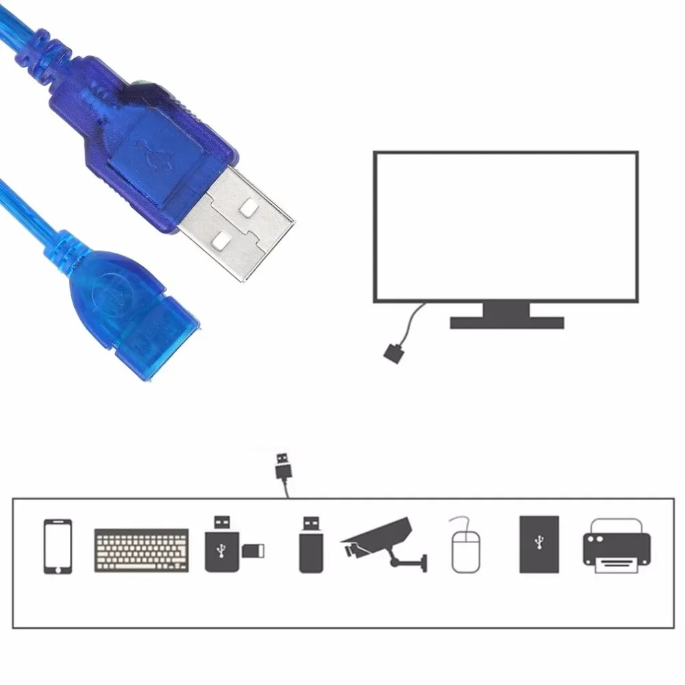 1/1.5/2/3M Anti-Interference USB 2.0 Extension Cable USB 2.0 Male To USB 2.0 Female Extension Data Sync Cord Cable