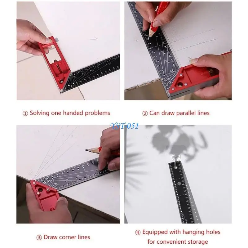 

E15A Square Ruler Combination Right Angles Ruler for Precise Measuring Woodworking