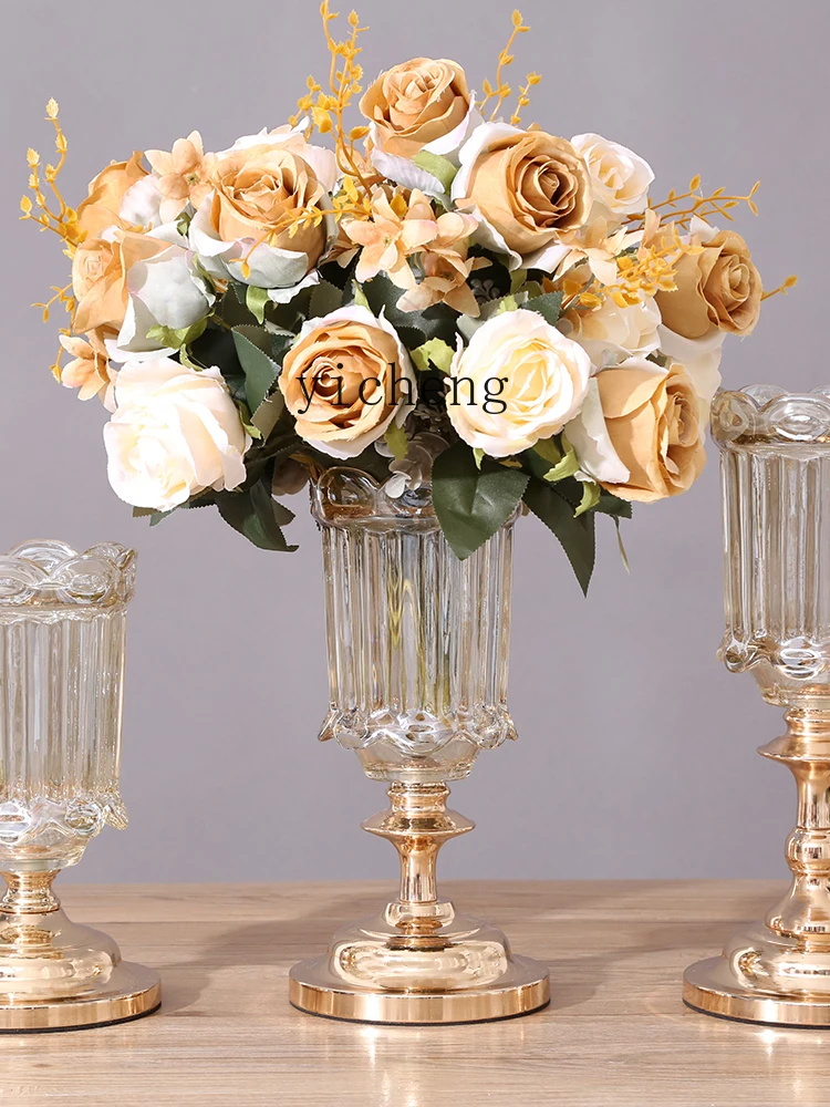 

LSL Light Luxury Crystal Glass Vase Ornament for Living Room TV Cabinet Dining Table Flower Arrangement Decoration