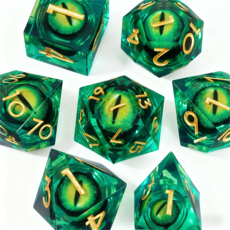 DND Liquid Core D & D dobbelstenen set, scherpe rand hars kerker en Dragon dobbelstenen, rollenspel, RPG D en D20, D12, D10, D8, D6, D4 - afbeelding 2