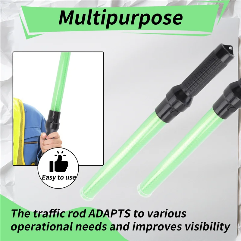 Varita de tráfico ABRB-4Pack, varita de Control de tráfico Led de 54Cm, varita de luz de seguridad con 2 modos de parpadeo, varita de señal de mariscela de aire