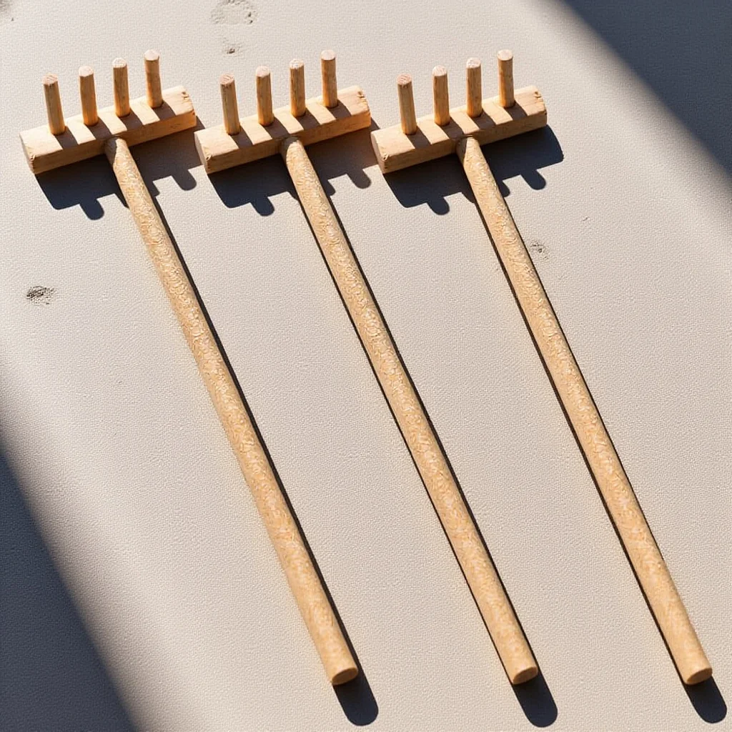 

3pcs Bamboo Mini Rake Set Sand Table Tool For Desktop Zen Garden Small Sandbox Rakes Craft Garden Tools Decor Accessories