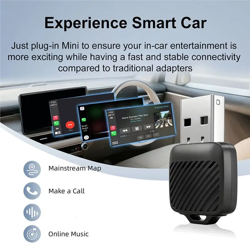 Durable-Wireless Carplay Android Auto Adapter 5Ghz Wifi5 Wired Connection Plug And Play For 99% Of Vehicles Car