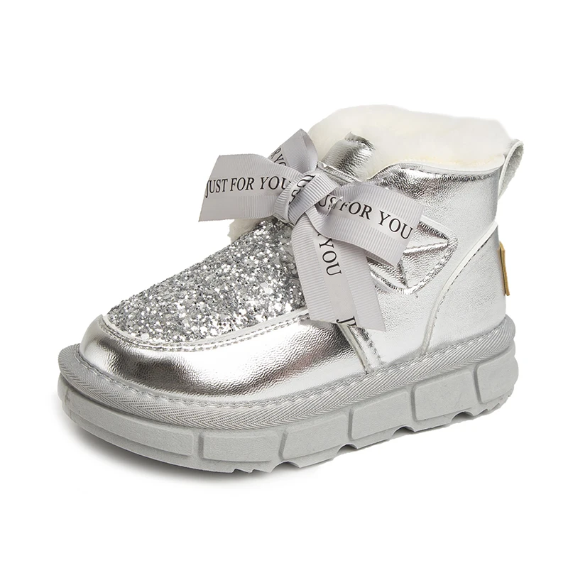 

Winter 2025 Girls Snow Boots Plus Velvet Warm Cotton Boots Baby Bow Short Shoes with Plush and Thick Cotton Boots for Boys