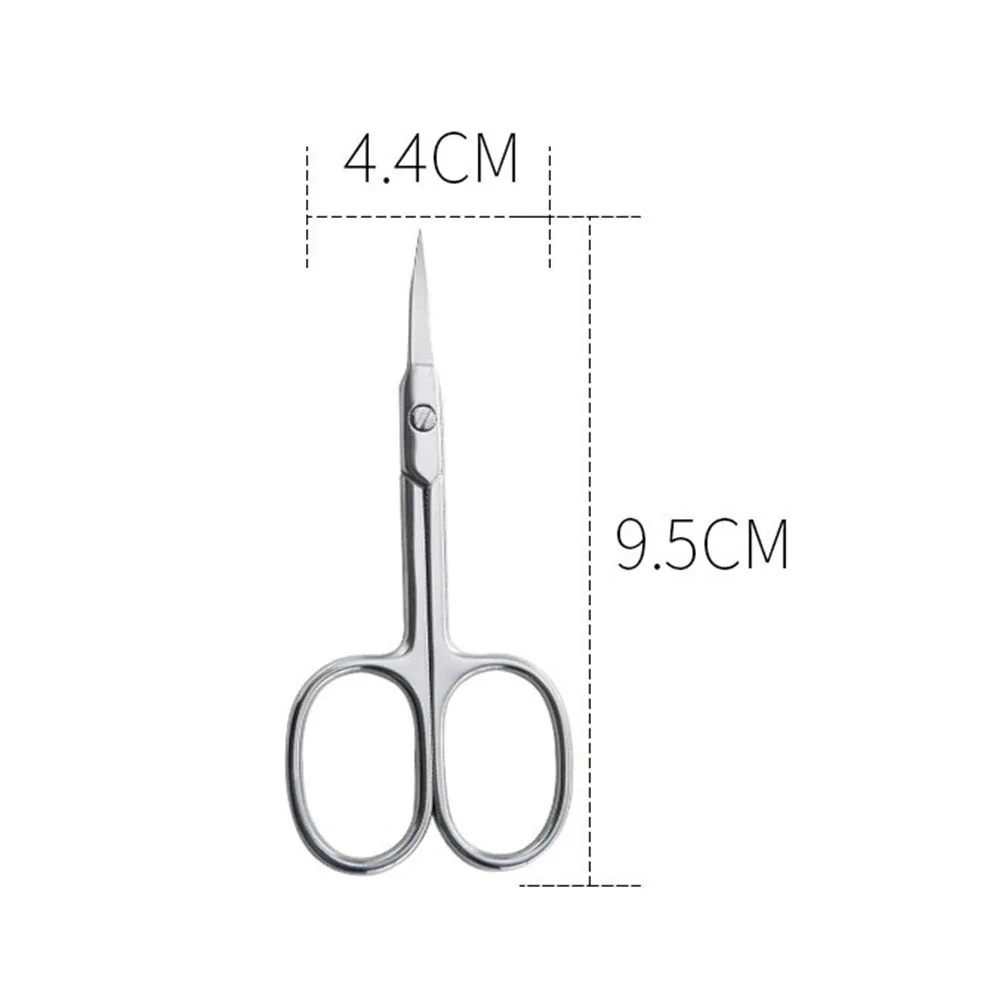 

Silver Stainless Steel Beauty Scissors Curved Rounded Tips Precise Eyebrow Eyelash Nail Grooming Tool Travel Kit