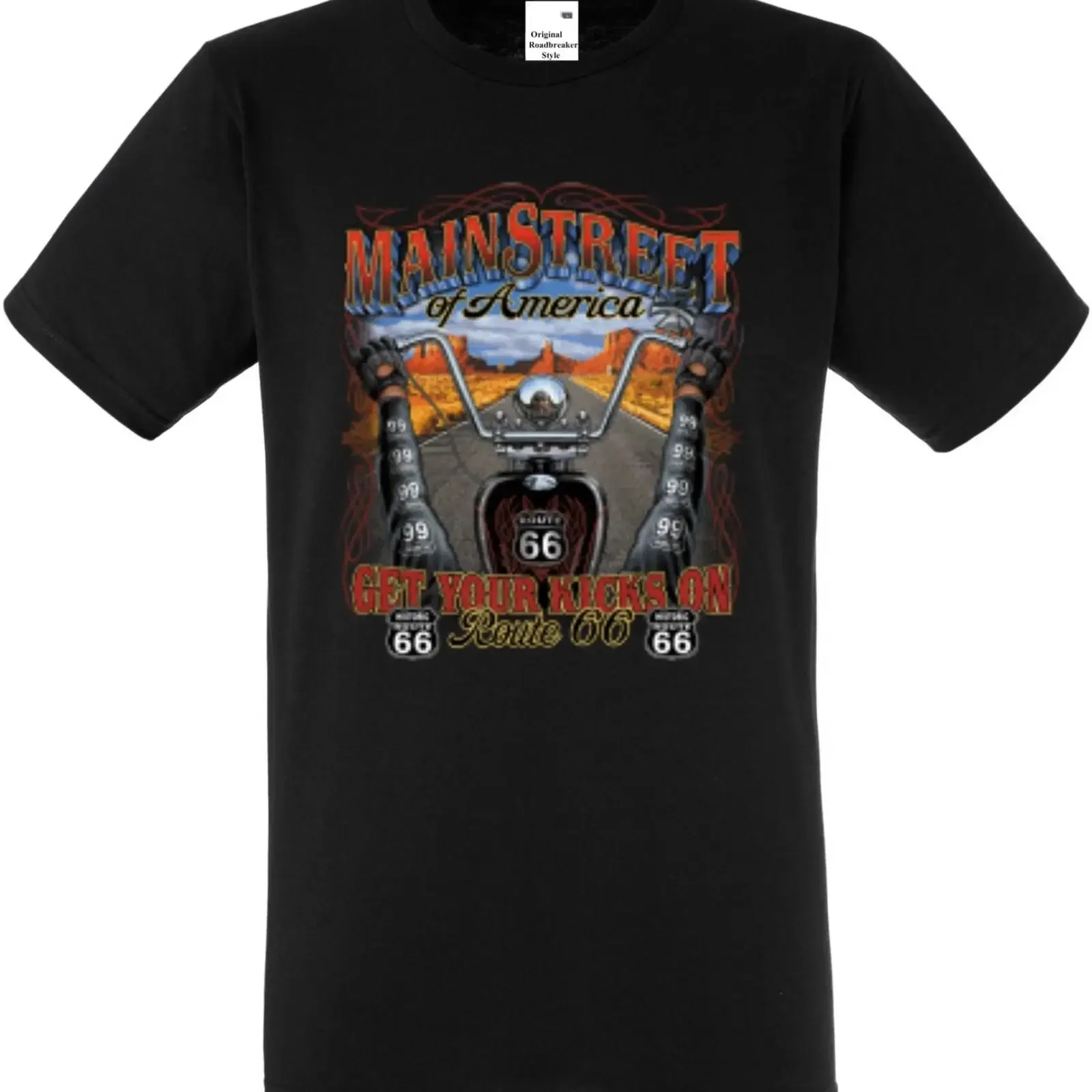 T Shirt Schwarz Biker Motorrad amp Highway Route 66 Motiv Modell Mainstreet vintage Washed Comfortable Top For Everyday Wear