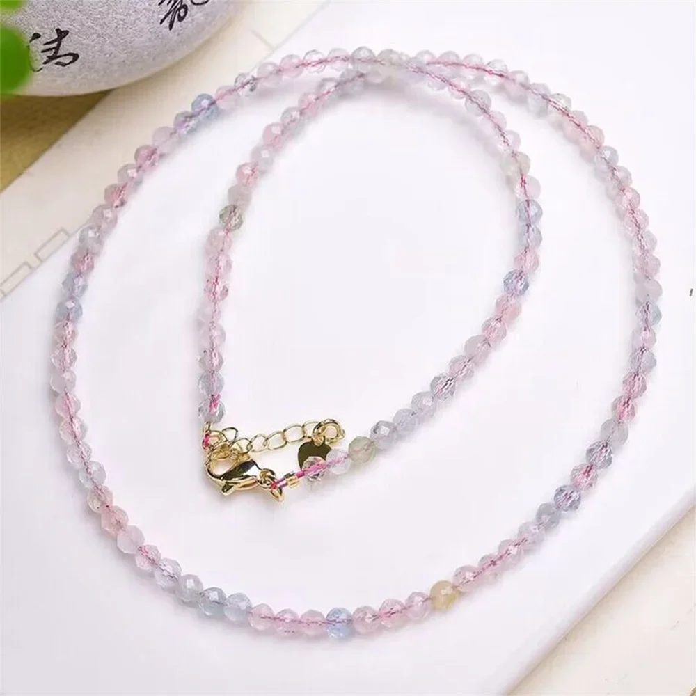 

Natural Stone 3mm Faceted Morgan Stone Jasper Bead Necklace Women in Choker Necklaces Noble Leisure Evening Party Jewelry 40cm