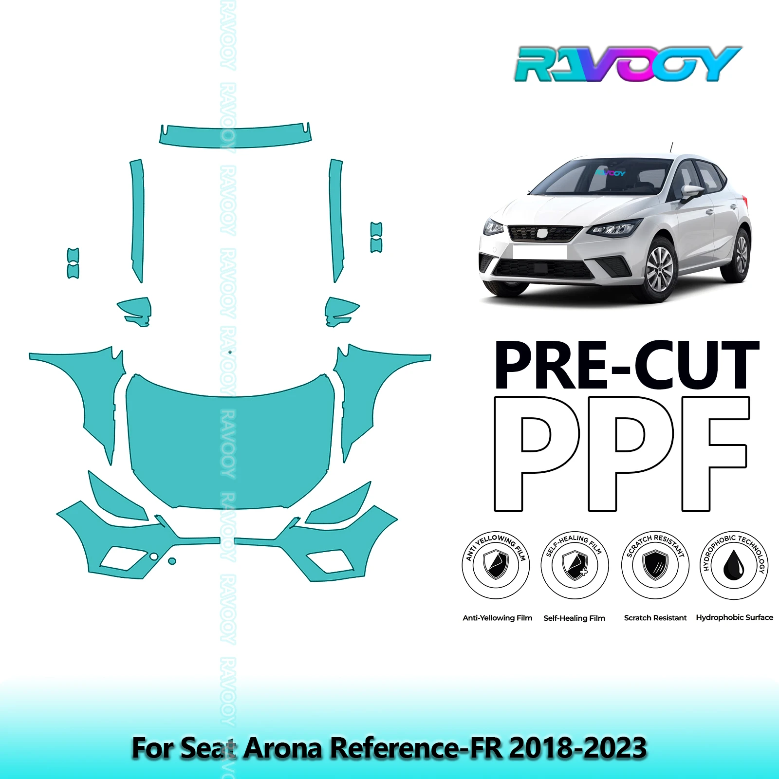 

Car Front Kit Clear Bra Precut PPF Paint Protection Film For Seat Arona Reference-FR 2018-2023