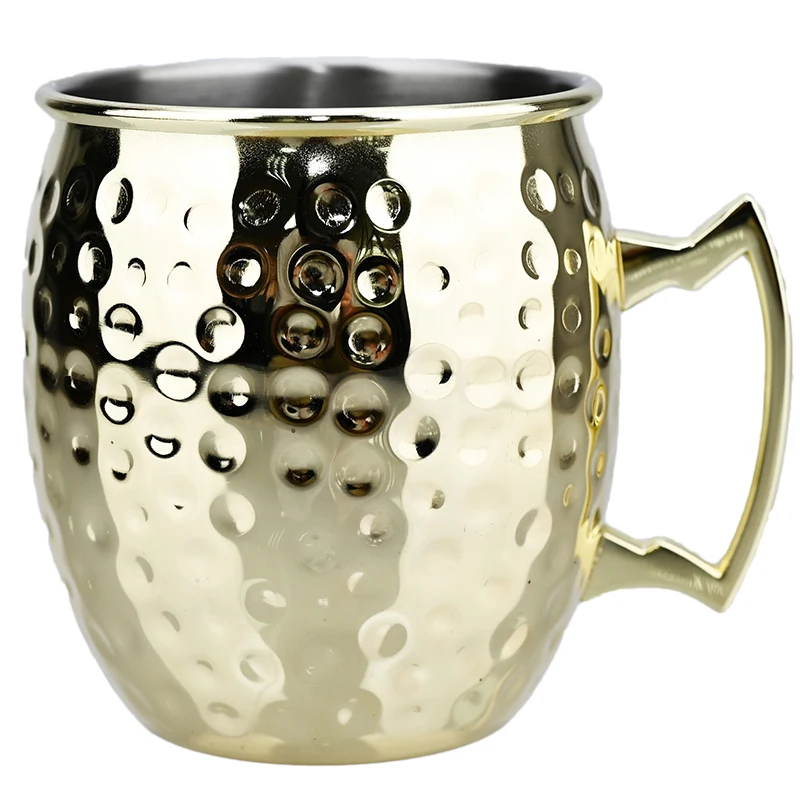 Aço inoxidável martelado cobre chapeado Cocktail caneca, Moscow Mule, copo de cerveja, café, bar ferramentas, copos para o Ramadan, 550ml