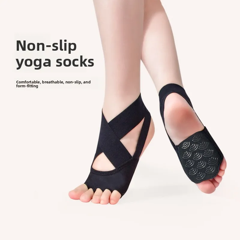 Grip Yoga Socks with Open Toes - Non-Slip Indoor Pilates & Barre Footwear, Breathable Summer Design for Women
