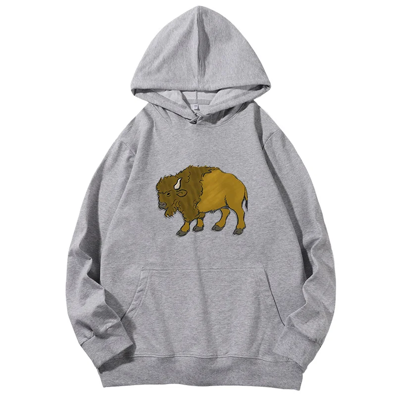 

Bison Unisex Hooded Shirt Graphic Hooded Sweatshirts Fashion Cotton Tracksuit Men Spring Autumn Essentials Hoodie Men's Clothing