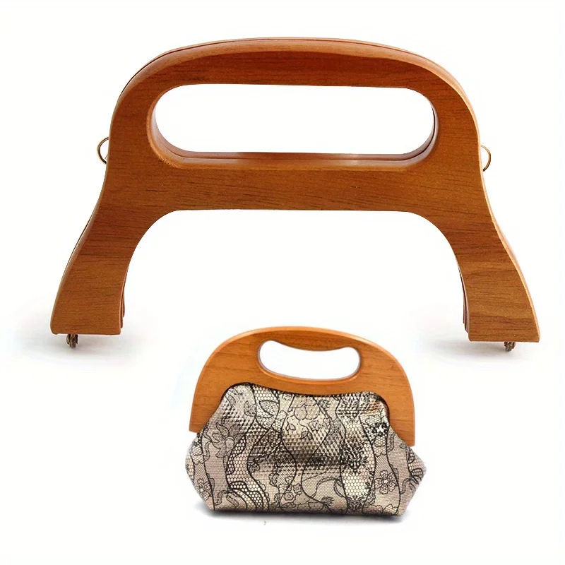 1PC 19.7x12cm solid wood camel gold crochet bag wooden handle DIY wooden handle wooden clip frame dinner bag wooden handle