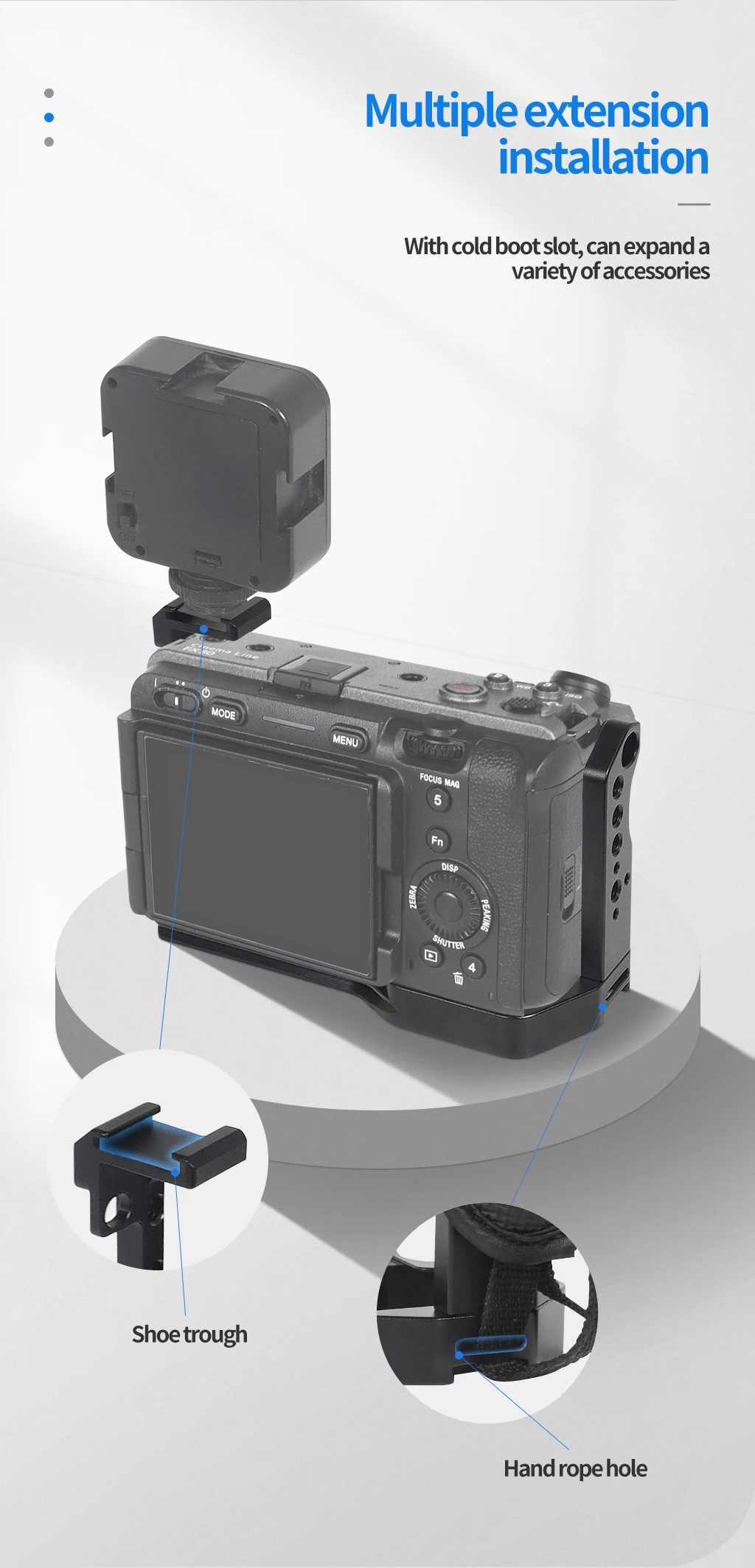 FX3 FX30 Kamera Half Cage Rig für Sony SLR Schutzrahmen 1/4 3/8 Kaltschuh Schnellspanner V-Lock Stativ Stabilisatorhalterung – Detail 11