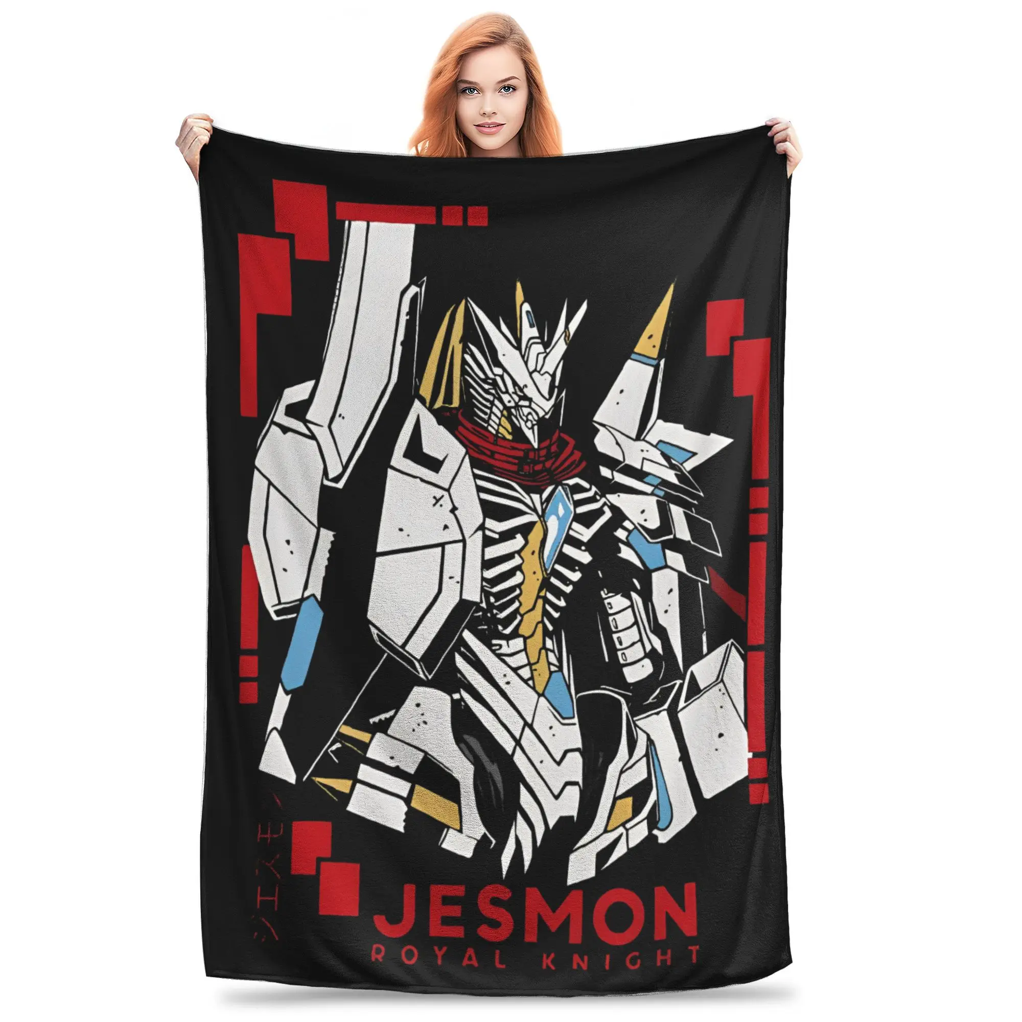 Digimon Jesmon Royal Knight Flannel Blankets  Funny Throw Blanket for Home Hotel Sofa  125*100cm Plush Thin Quilt