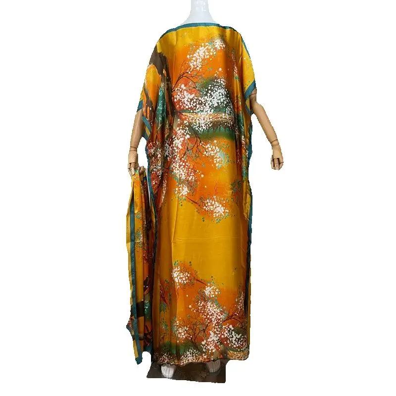 Vestido largo suelto de rayón para mujer, ropa africana de gran tamaño, Dashiki Abaya de Dubái, diseño estampado de talla libre con bufanda, nuevo