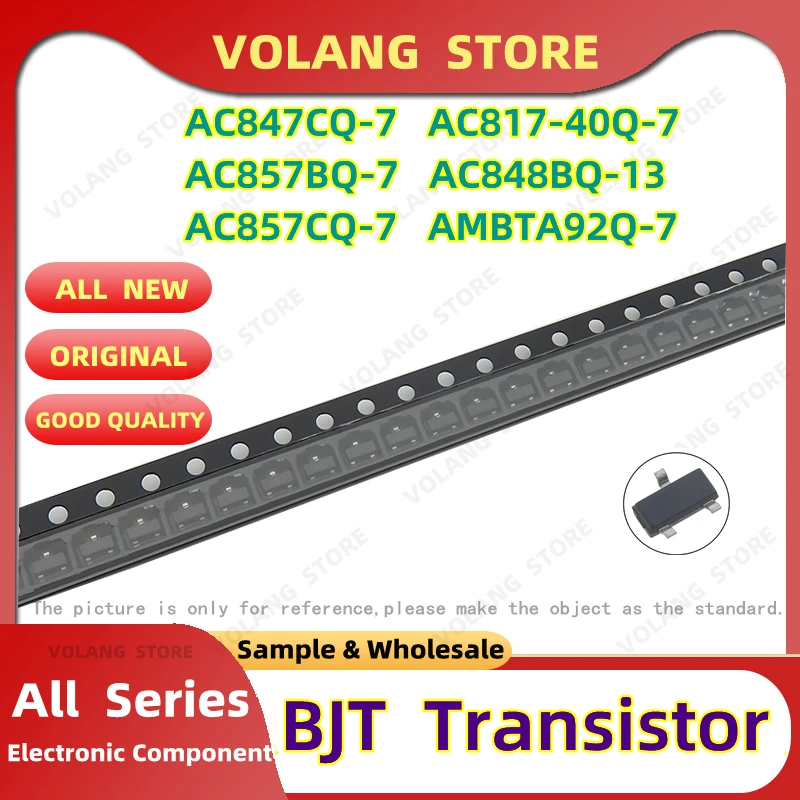 100Pcs Bipolar Junction Transistor AC847CQ-7 SOT-23 AC817-40Q-7 AC857BQ-7 AC848BQ-13 AC857CQ-7 SMD AMBTA92Q-7 CHIP BJT