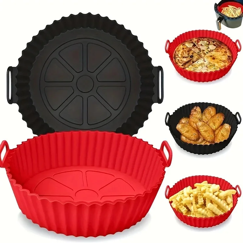 1/3Pcs Circular Silicone Air Fryer Liners 7 Inch Reusable Air Fryer Pot Non-stick Pizza Pan Oven Air Fryer Accessories