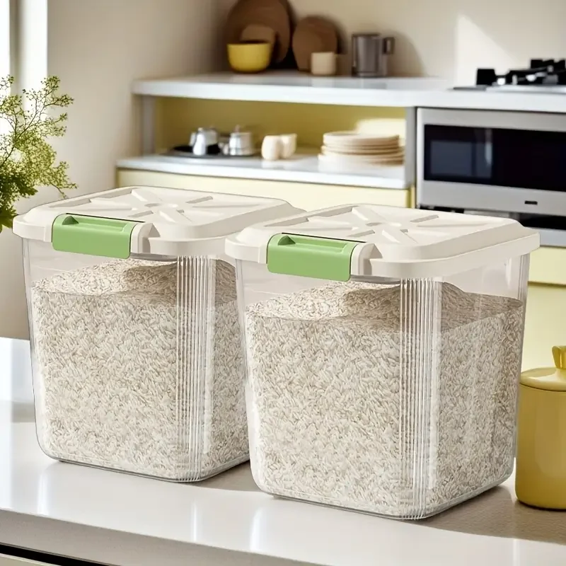 

1PC with Spoon 5/10KG Rice Storage Container Dry Food Insect-Proof Rice Bucket Large Capacity Cereal Storage Box ForHome Kitchen