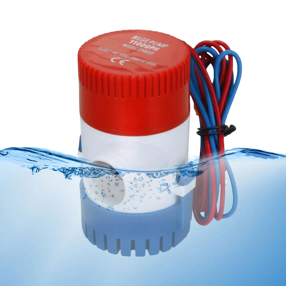 

1100GPH Submersible Bilge Pump 12V Submersible Bilge Water Pump Low Noise Mini Electric Water Pump for Seaplane Motor Houseboat