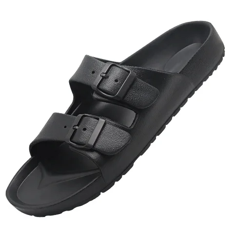 Women Lightweight Buckle Decor Fastener large size 45 46 Sport Sandals Sporty Black Fabric Sandals Summer Men Shoes