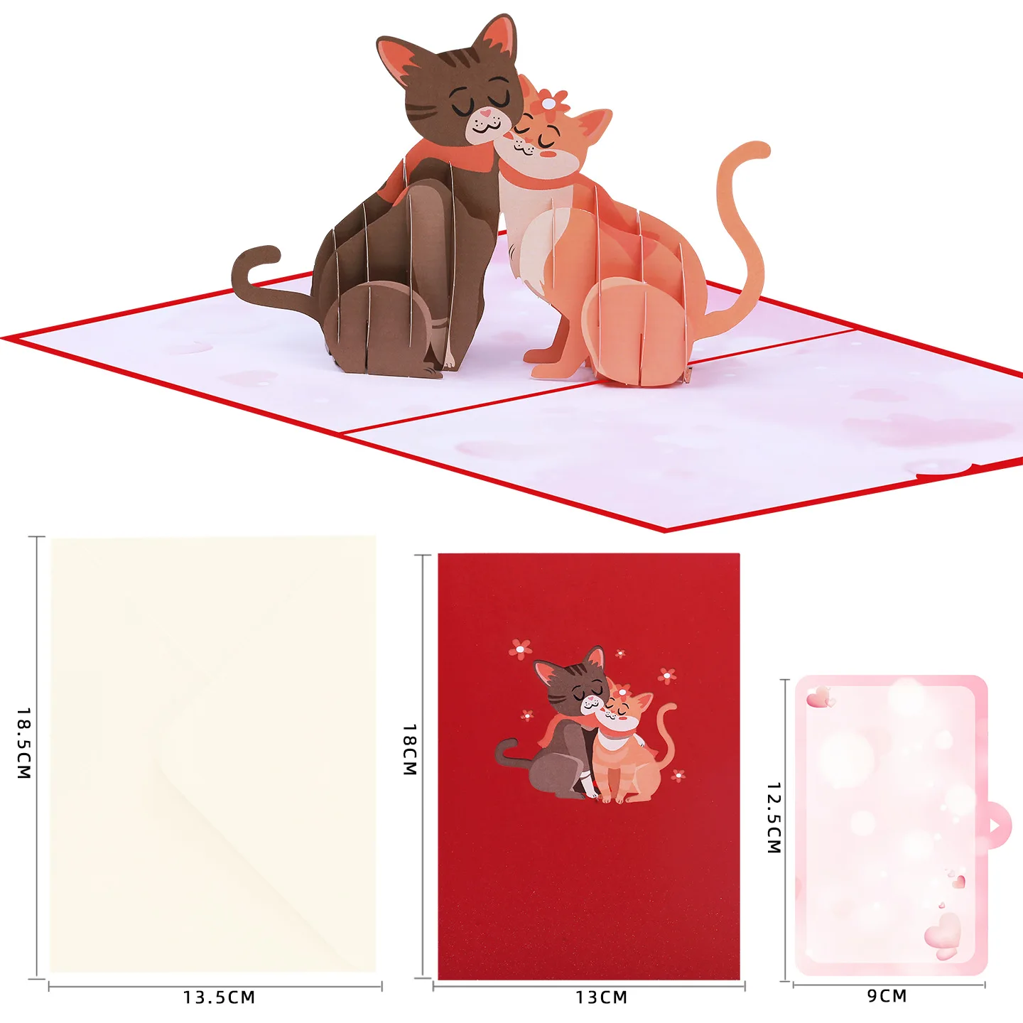 10pcs Kiss Cat Kitten Origami 3D Pop UP Greeting Card Invitation For Thanksgiving Wedding Birthday Xmas Party Souvenirs Gift